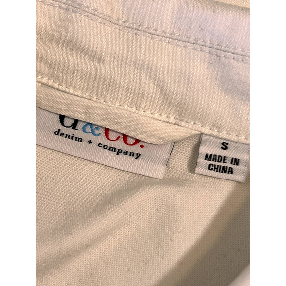 White Denim Jacket with Rhinestone Jacket Size S - Picture 11 of 11